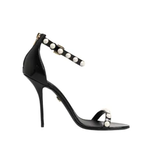 Thong Flip Flop Sandals Dolce & Gabbana Black KEIRA Pearl Embellished Sandals Shoes