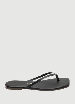 TKEES Square Toe Lily in Black Embellished Flip Flops