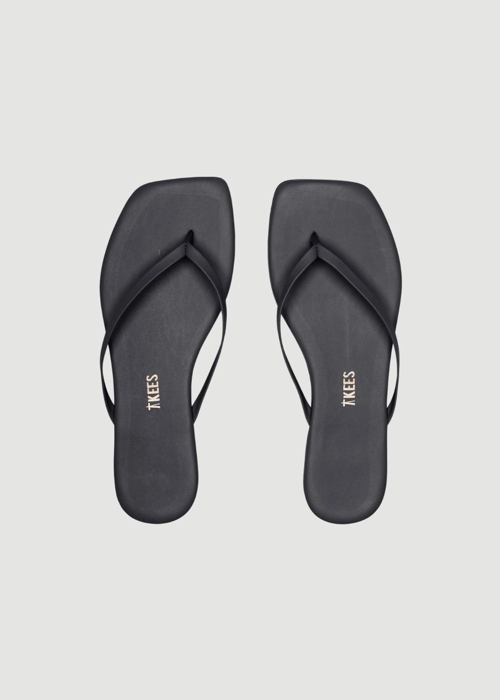 TKEES Square Toe Lily in Black Soft Top Flip Flops