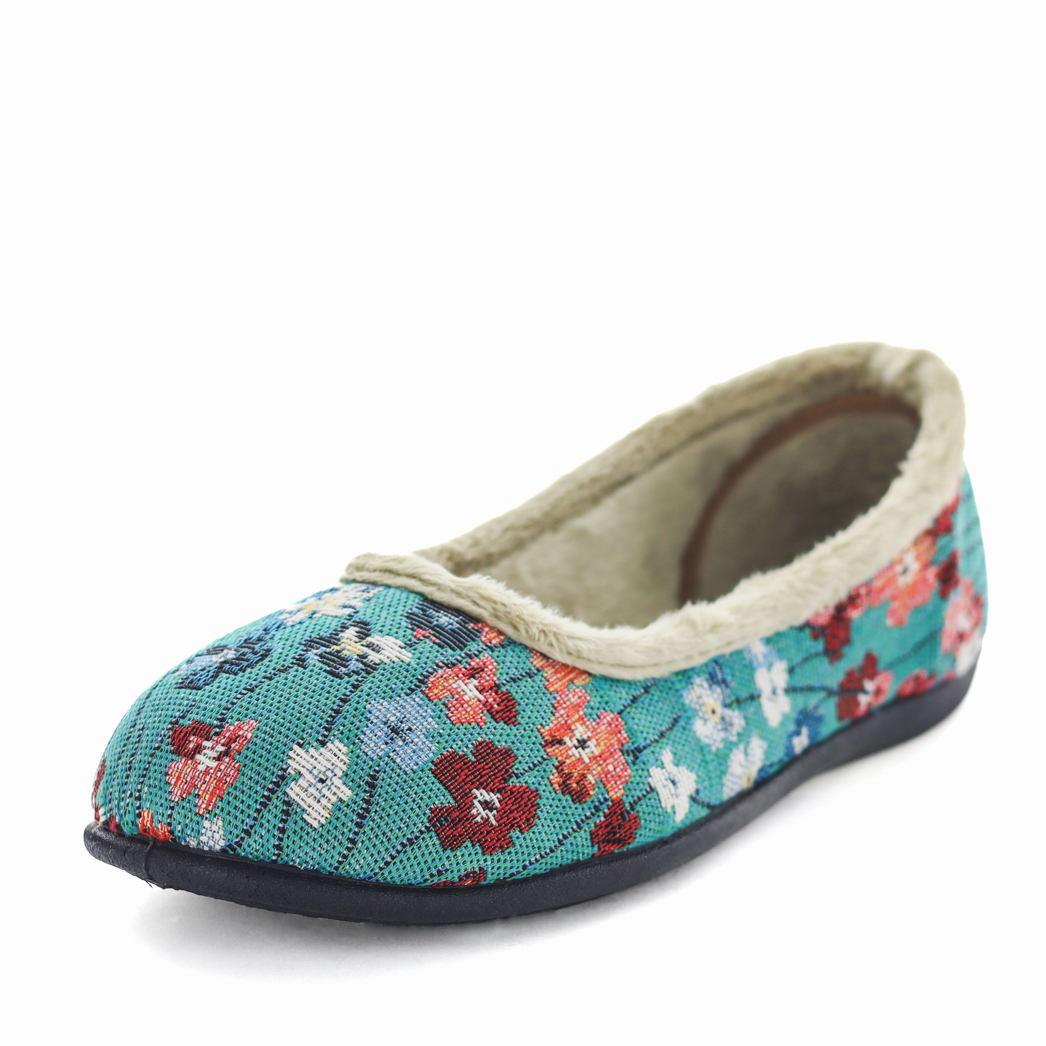 Panda Elgin Women's Slippers - Green Floral Ski Slippers