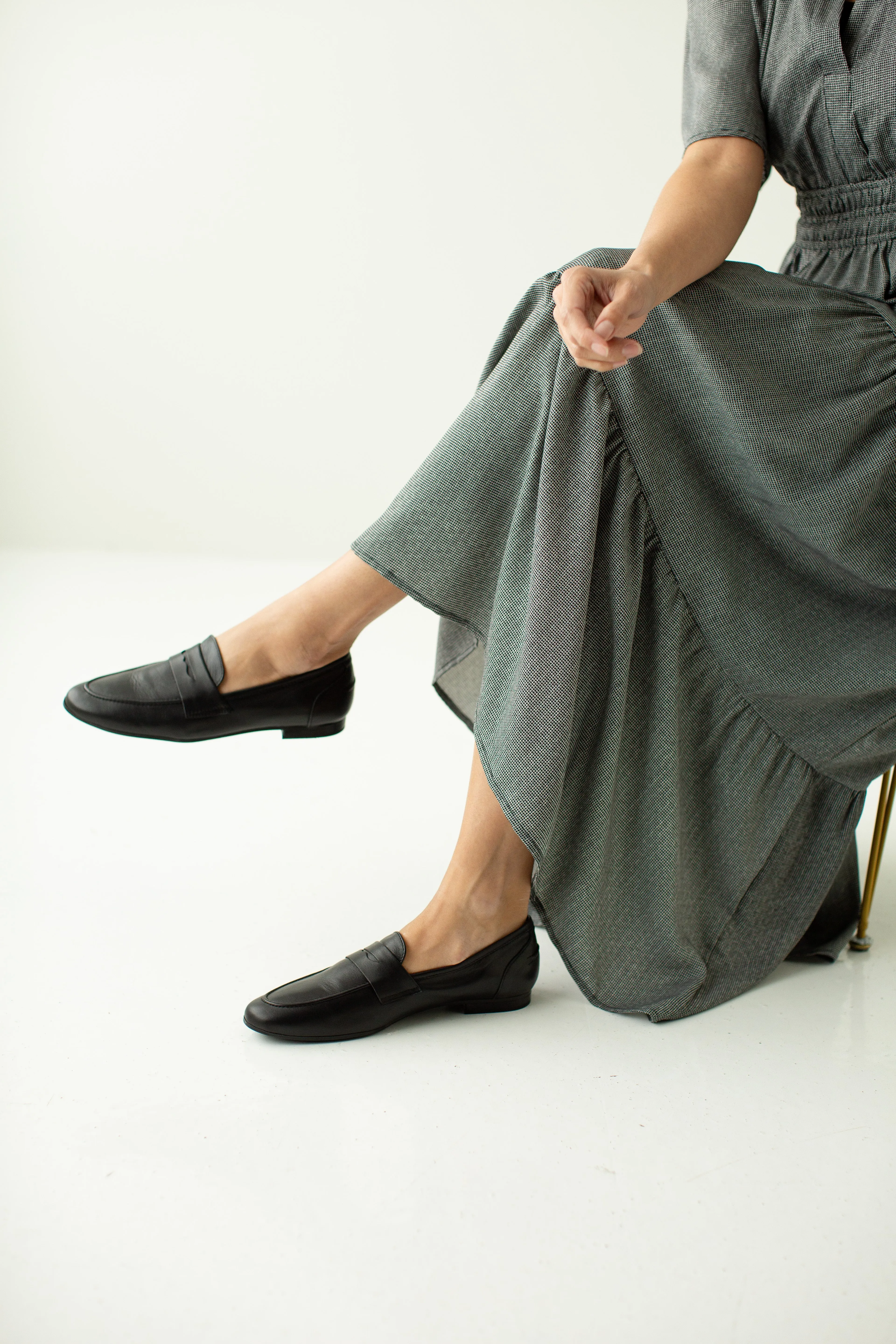 Mountain Loafers 'Iona' Genuine Leather Penny Loafers in Black FINAL SALE