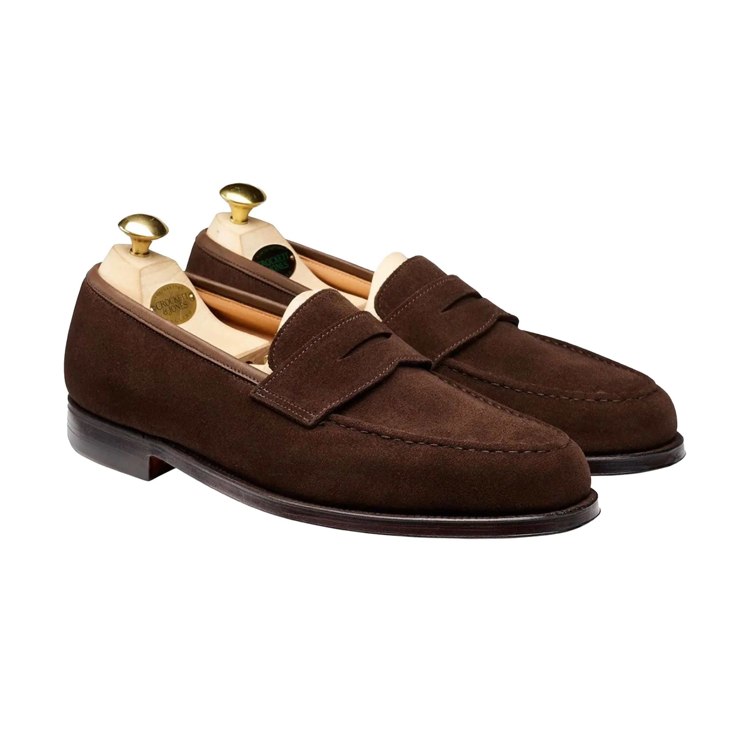 Crockett & Jones - Dark Brown Boston Suede Penny Loafer Define Loafers
