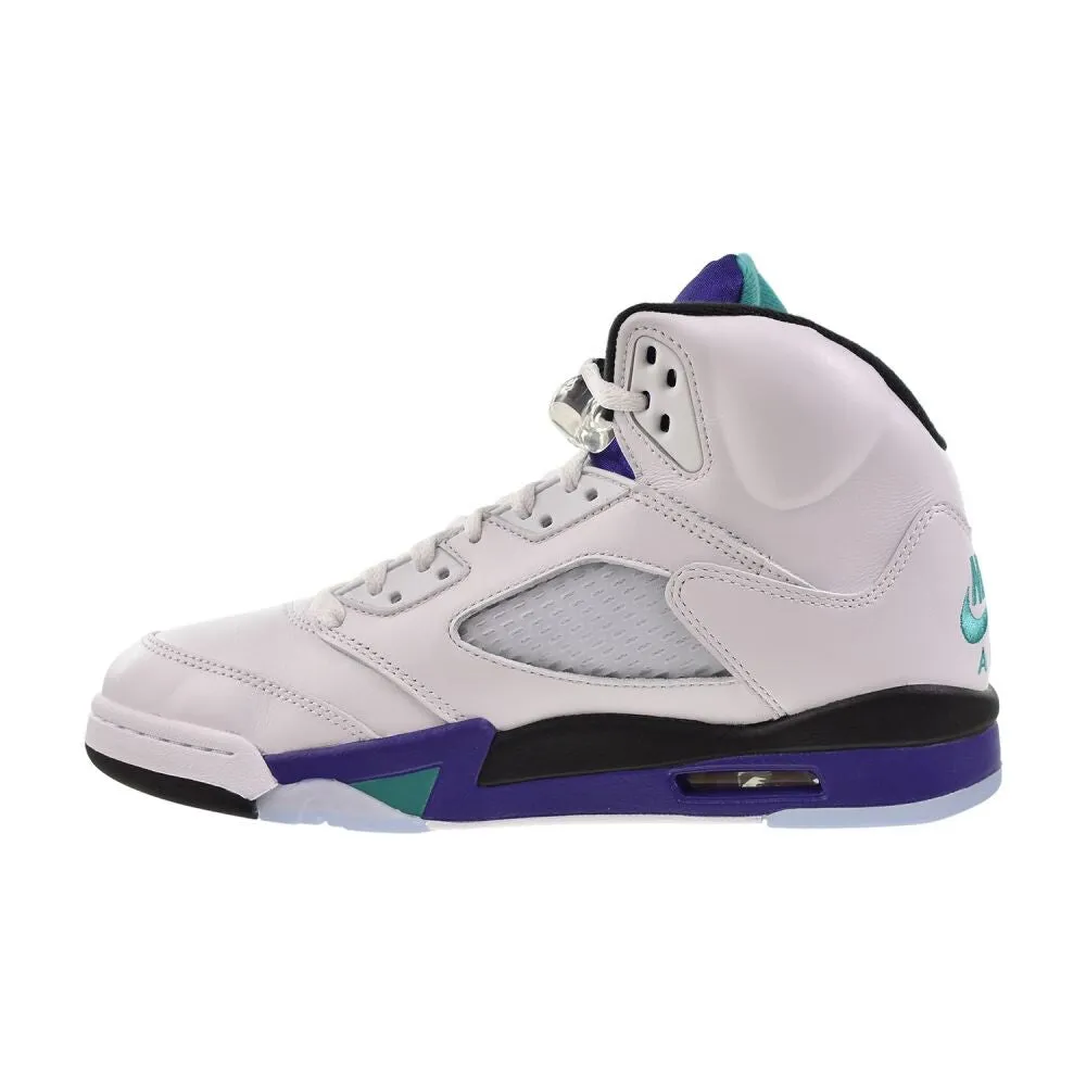 Jordan 5 Retro OG Men's Shoes White/Grape Ice-New Emerald Casual Leather Dress Shoes