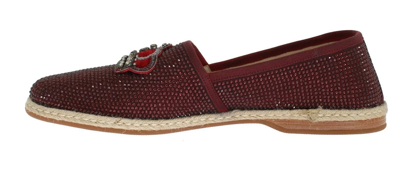 Penny Loafers Shorts Red Canvas Swarovski Strass Loafers