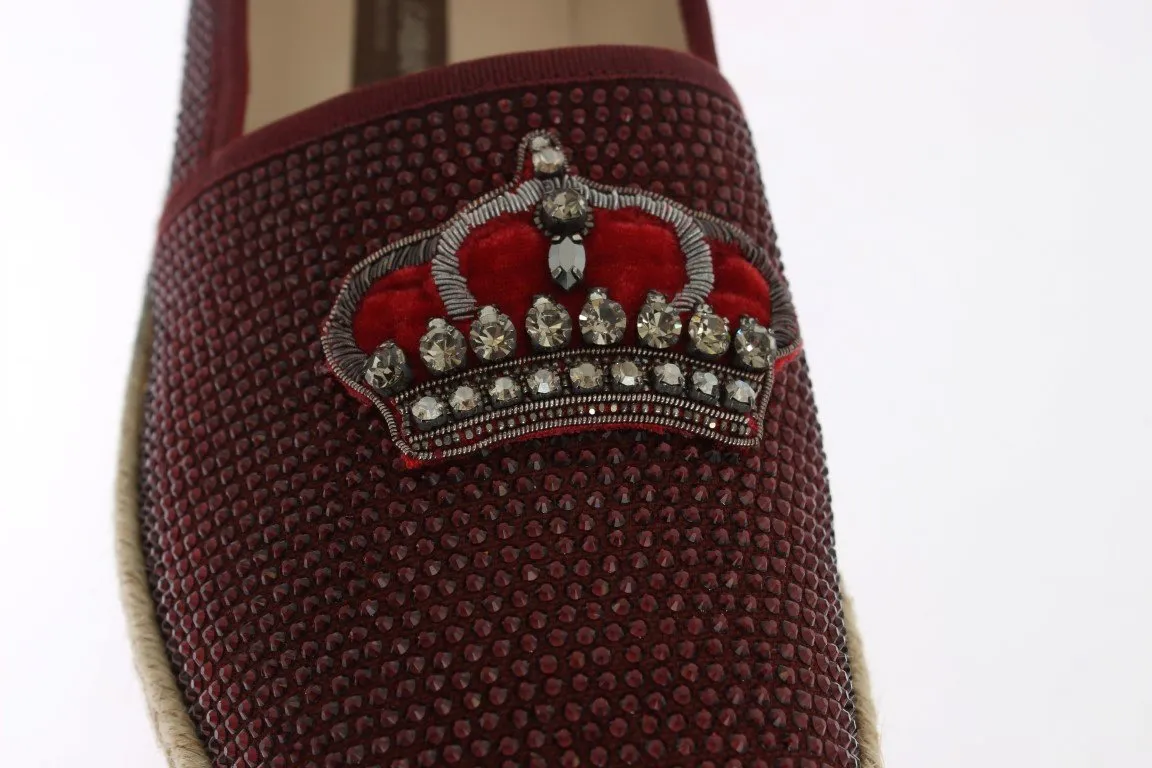 Red Canvas Swarovski Strass Loafers Oldmoney Loafers