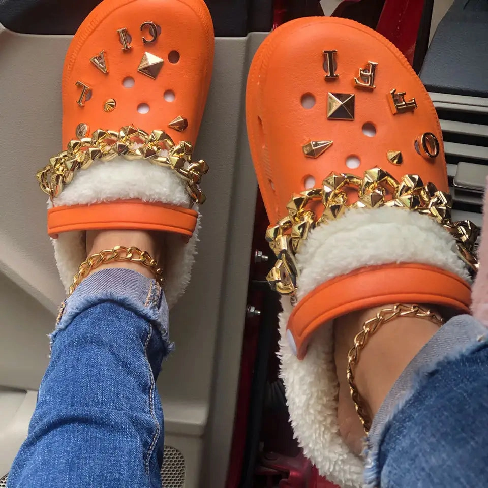 Slippers At Walmart RichyLOGS Orange "Cozy" Clog Slippers   Charms