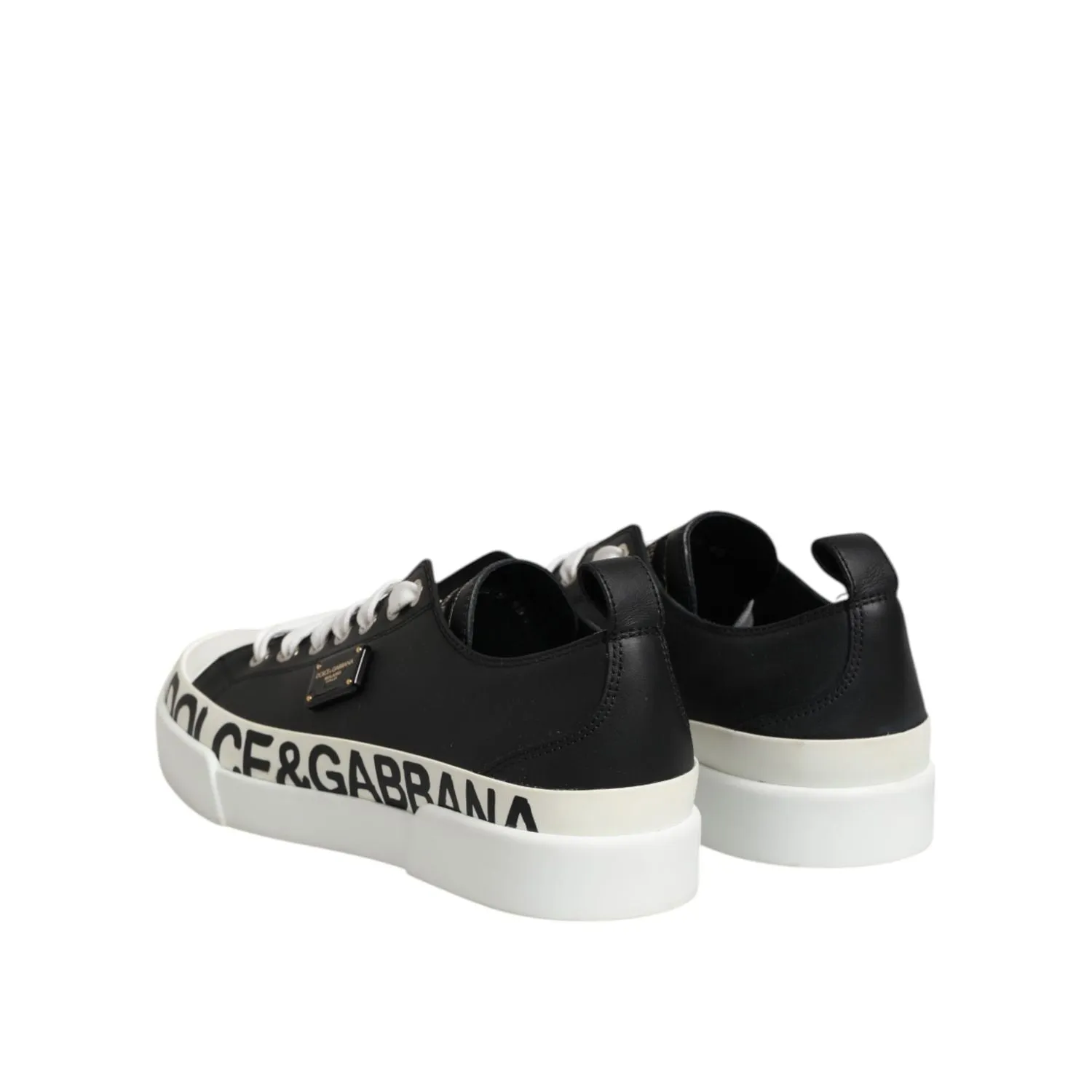 Dolce & Gabbana Black White Leather Low Top Sneakers Shoes List Of Sneakers