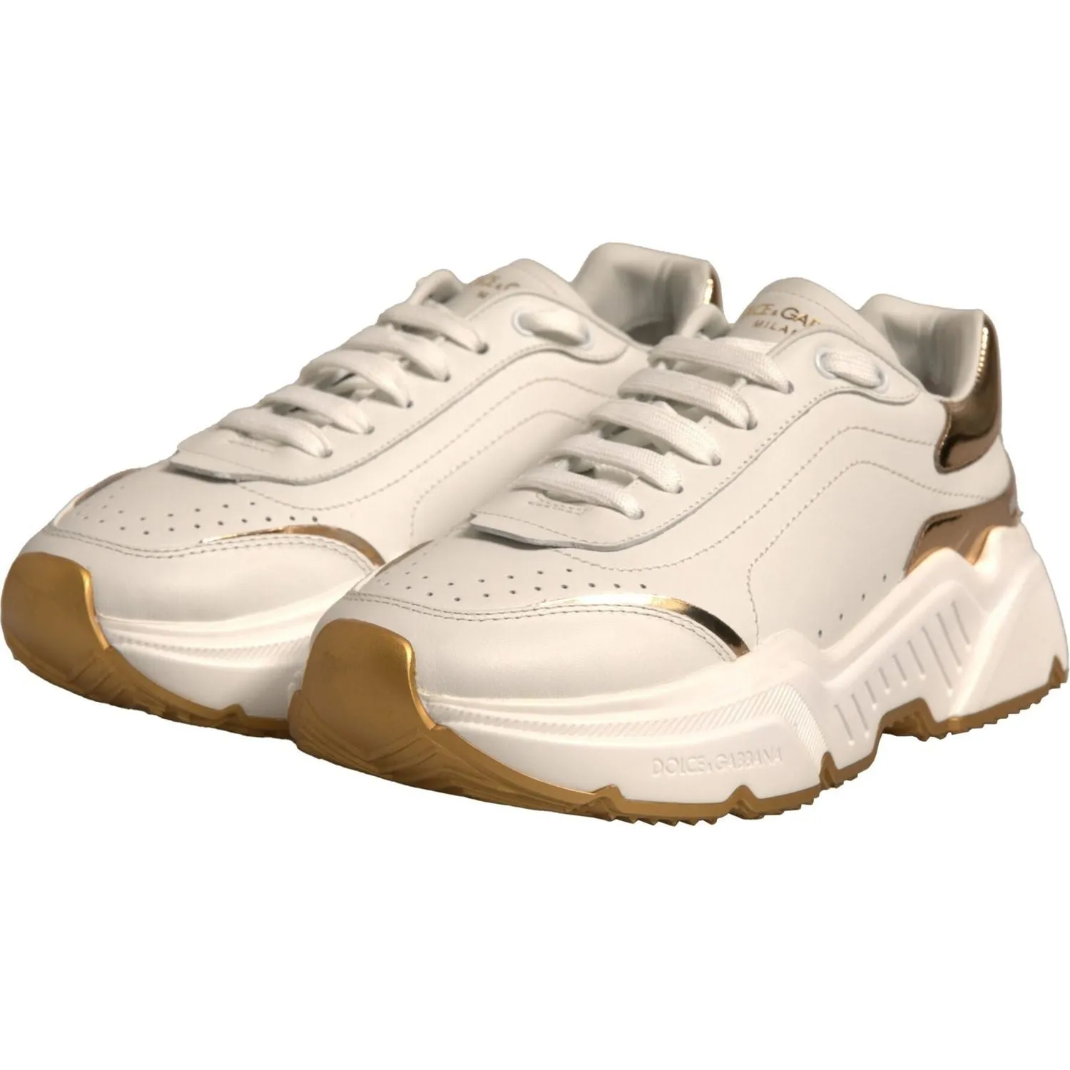 R Sneakers Dolce & Gabbana White Gold Daymaster Low Top Sneakers Shoes