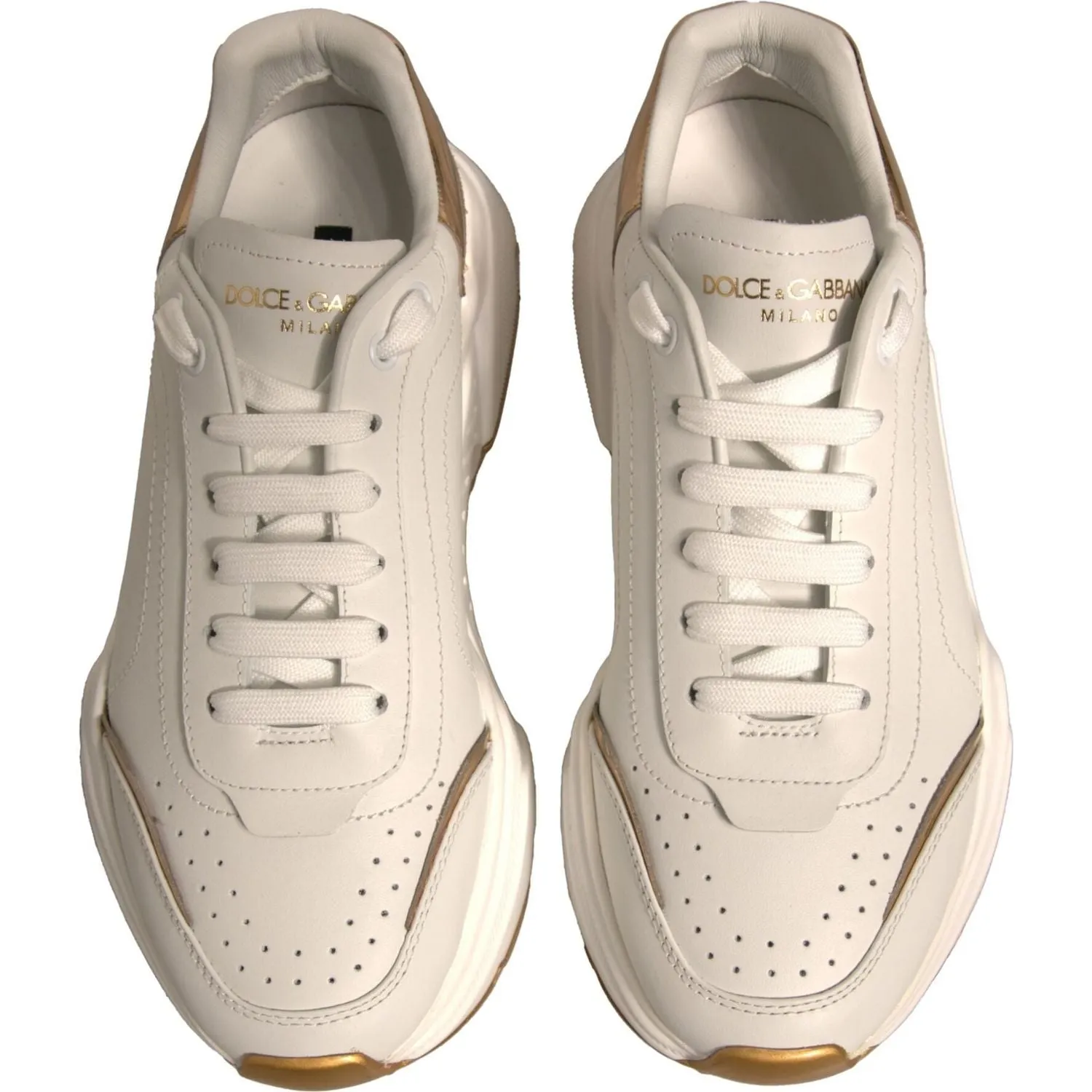 Dolce & Gabbana White Gold Daymaster Low Top Sneakers Shoes Rick Owens Sneakers Geobasket