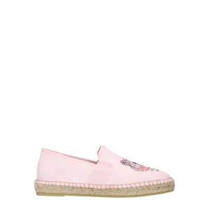 Kenzo Pink Fabric Espadrilles Flat Shoes With Gold Buckle