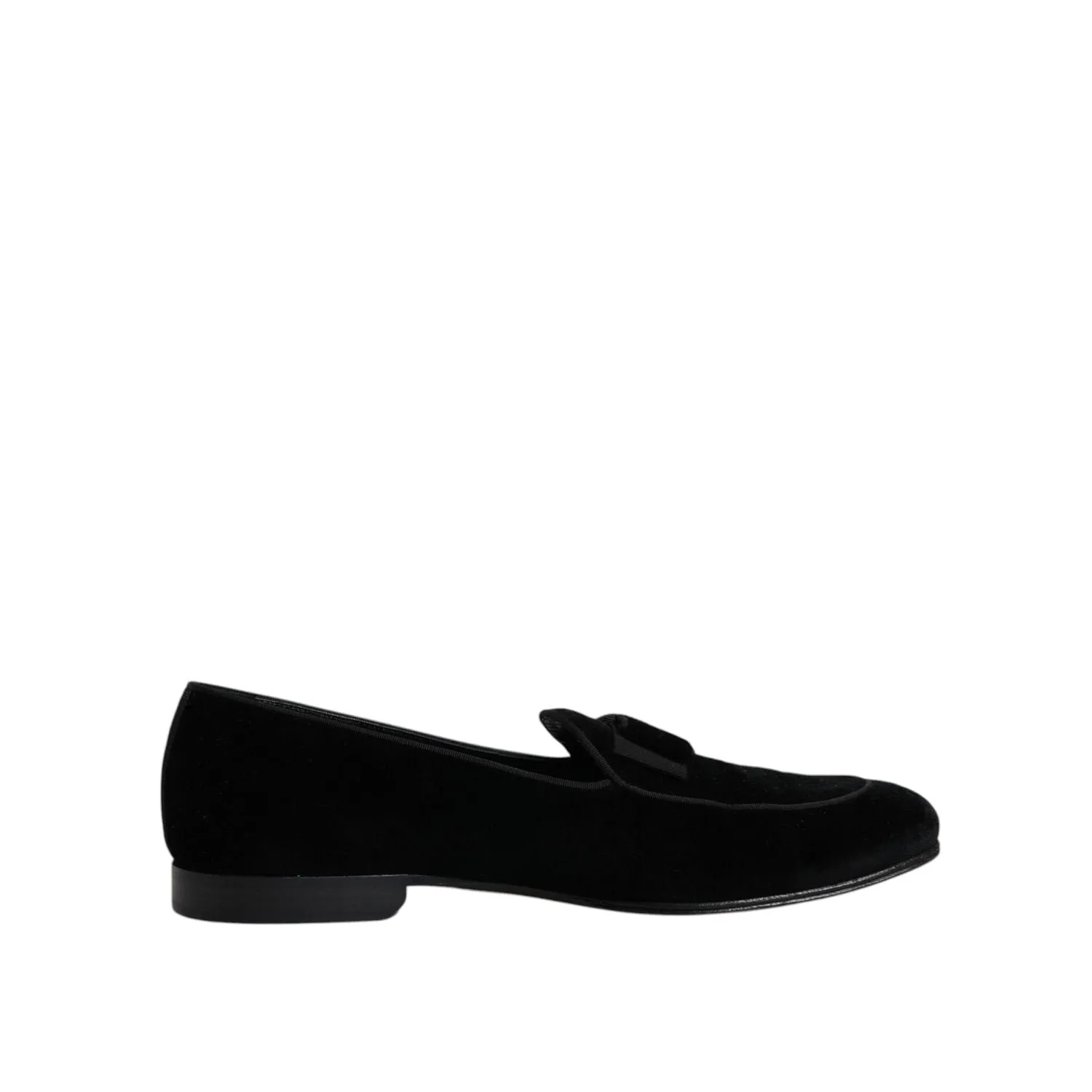 Stories Loafers Dolce & Gabbana Black Velvet Loafers Formal Men Dress Shoes