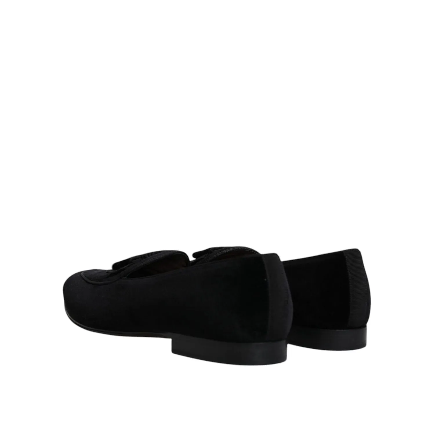 Dolce & Gabbana Black Velvet Loafers Formal Men Dress Shoes Whiddon Step Loafers