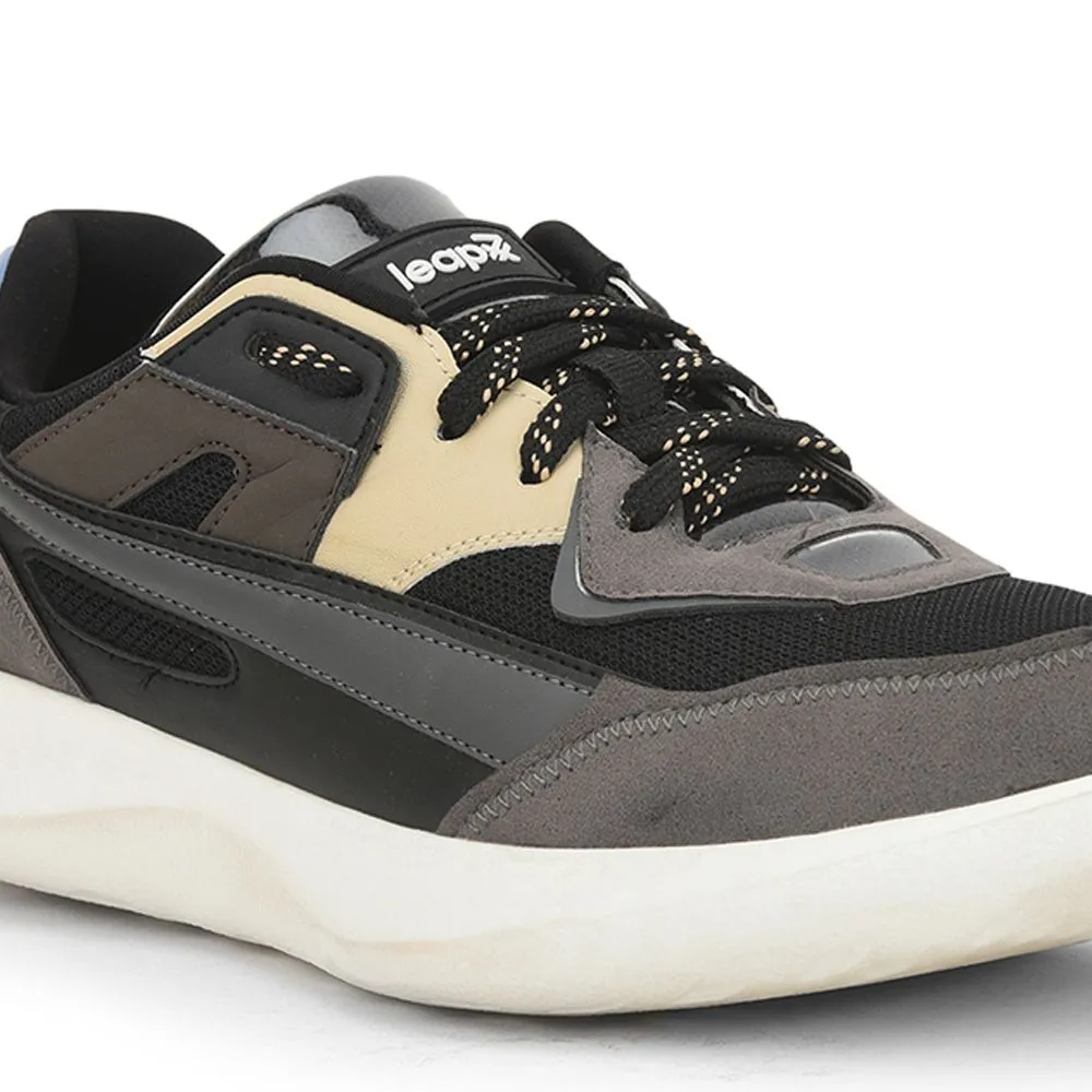 Leap7x Lacing Black Casual Shoes For Men MENTOR By Liberty Office And Casual Shoes