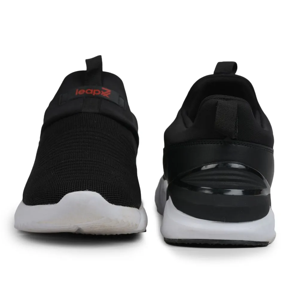Leap7x Non-Lacing Black Casual Slip-on Shoes For Men BRISK-01 By Liberty Casual Sports Shoes