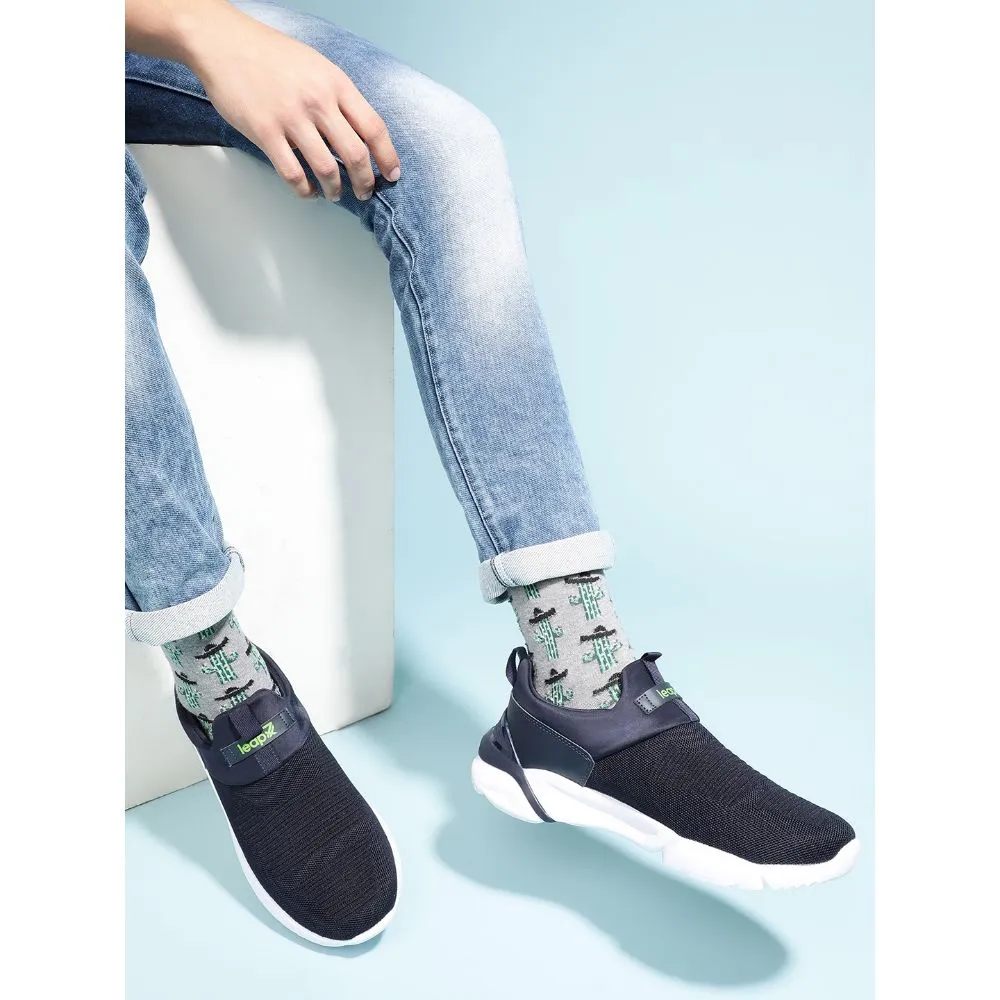 Leap7x Non-Lacing Navy Blue Casual Slip-on Shoes For Men BRISK-01 By Liberty 8053 Trinity Waterproof Leather Casual Shoes