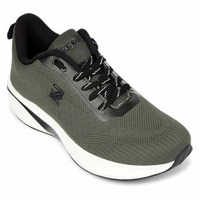 Leap7x Olive Green Sports Lacing Running Shoes For Men GHD-1 By Liberty Long Distance Run Shoes
