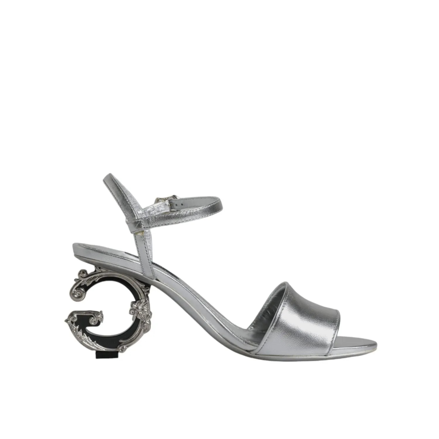 Best Sandals For Travel Dolce & Gabbana Silver KEIRA Heels Ankle Strap Sandals Shoes