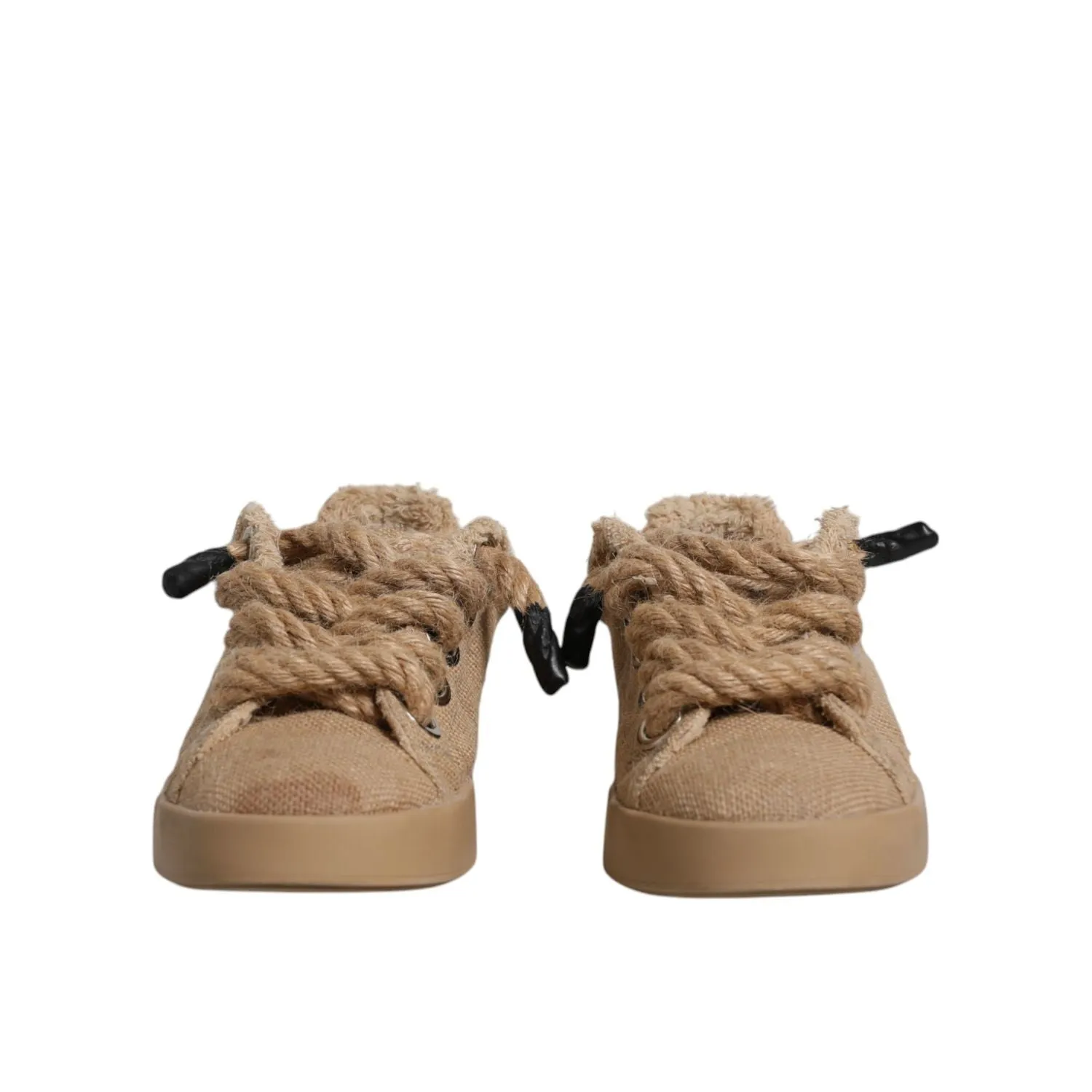 Footjoy Sneakers Dolce & Gabbana Brown Jute Fabric Low Top Men Sneakers Shoes