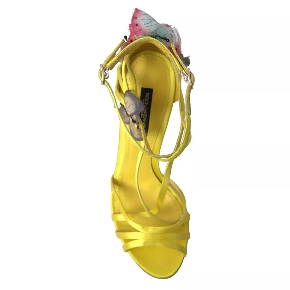 Dolce & Gabbana Yellow Butterfly Applique Sandals Shoes Rainbow Sandals San Clemente