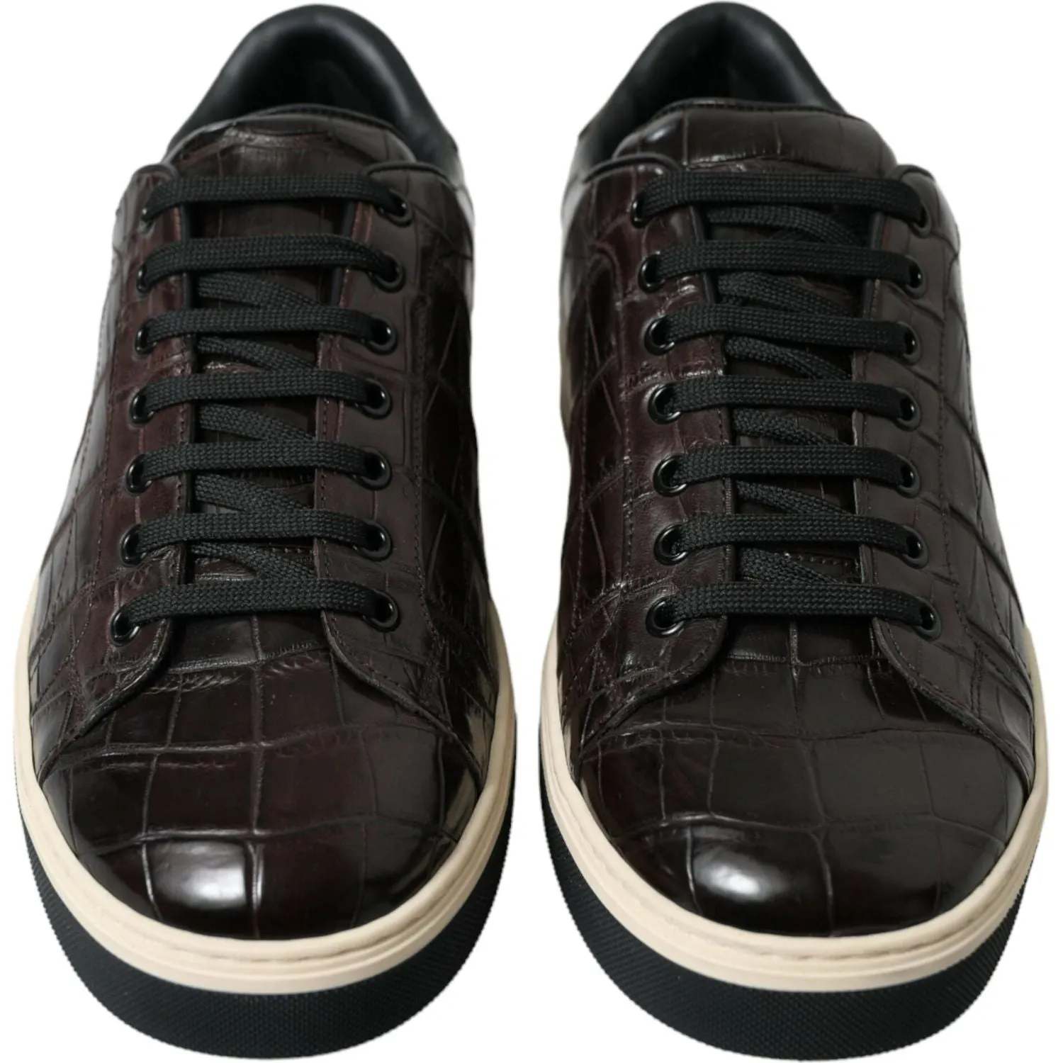 Casual Shoes To Wear With Jeans Dolce & Gabbana Brown Croc Exotic Leather Men Casual Sneakers Shoes
