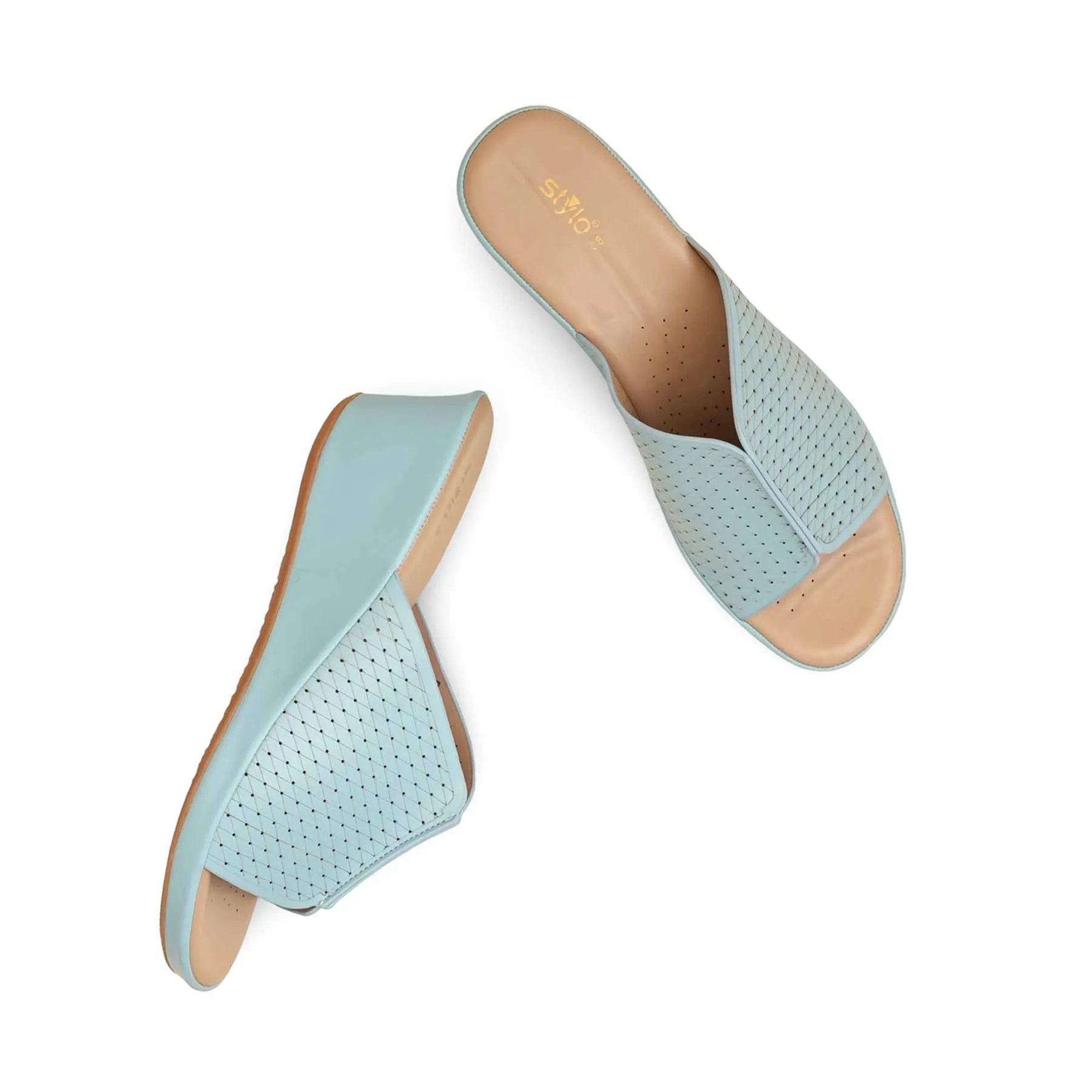 Sky Blue Formal Slipper For Ladies PU0621 Vintage Daniel Green Slippers