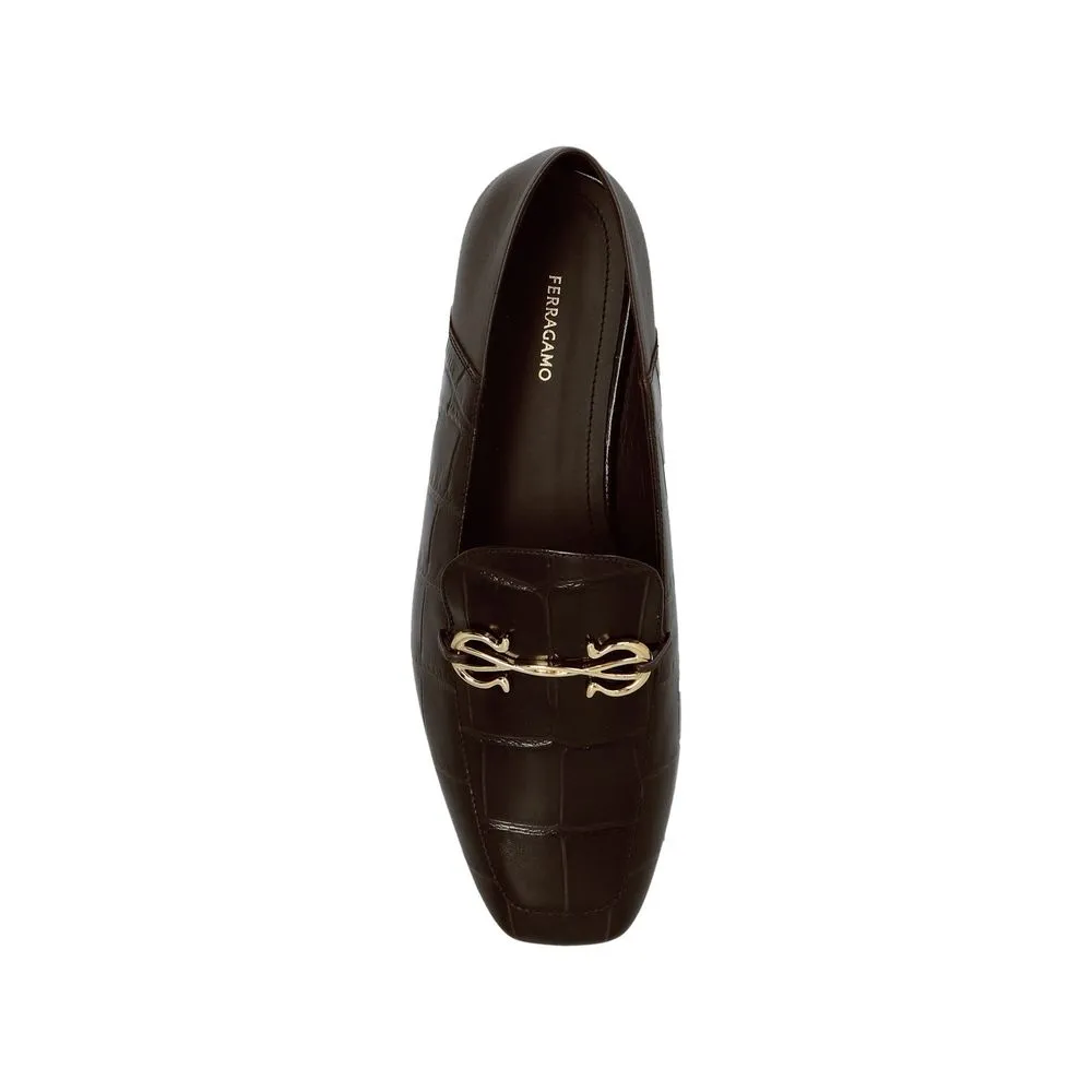 Salvatore Ferragamo Brown Calfskin Slip-On Loafers Breathable Loafers