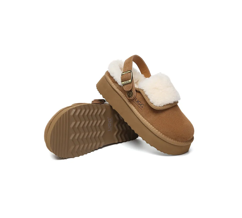 AUSTRALIAN SHEPHERD UGG Slippers Sheepskin Wool Slingback Platform Tenley Nipple Slippers