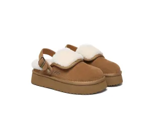 AUSTRALIAN SHEPHERD UGG Slippers Sheepskin Wool Slingback Platform Tenley Skate Slippers