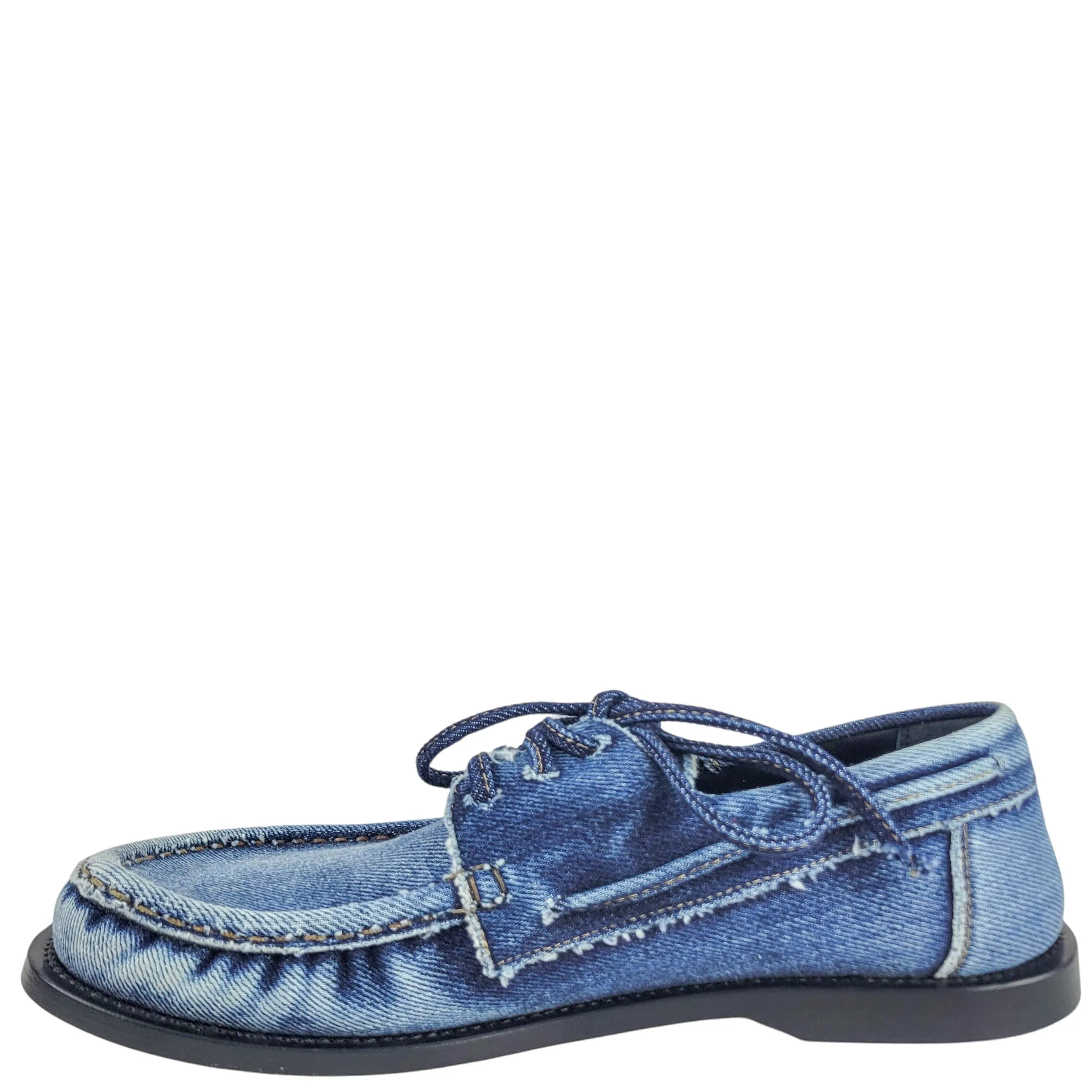 Loewe Denim Boat Shoes in Blue Flat Shoes With Diamonds