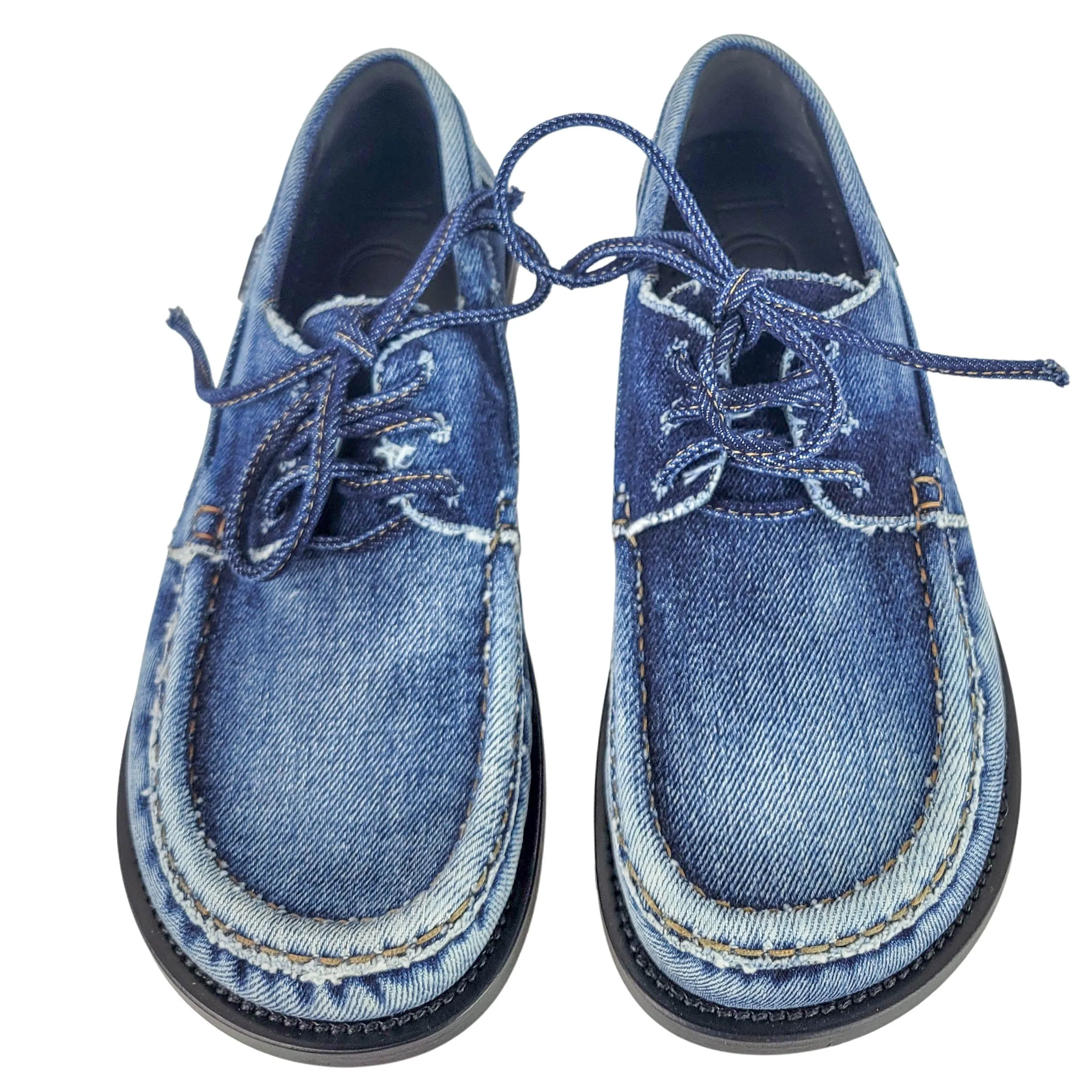 Loewe Denim Boat Shoes in Blue Best Flat Bottom Gym Shoes