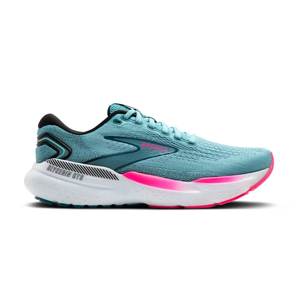 Brooks Glycerin GTS 21 Women's - Moroccan Blue/Aqua/Pink Running Shoes With Ankle Protection