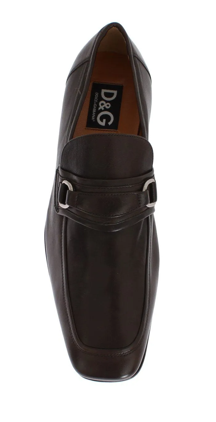 Brown Leather Formal Loafers Shoes Vans Slip On Loafers