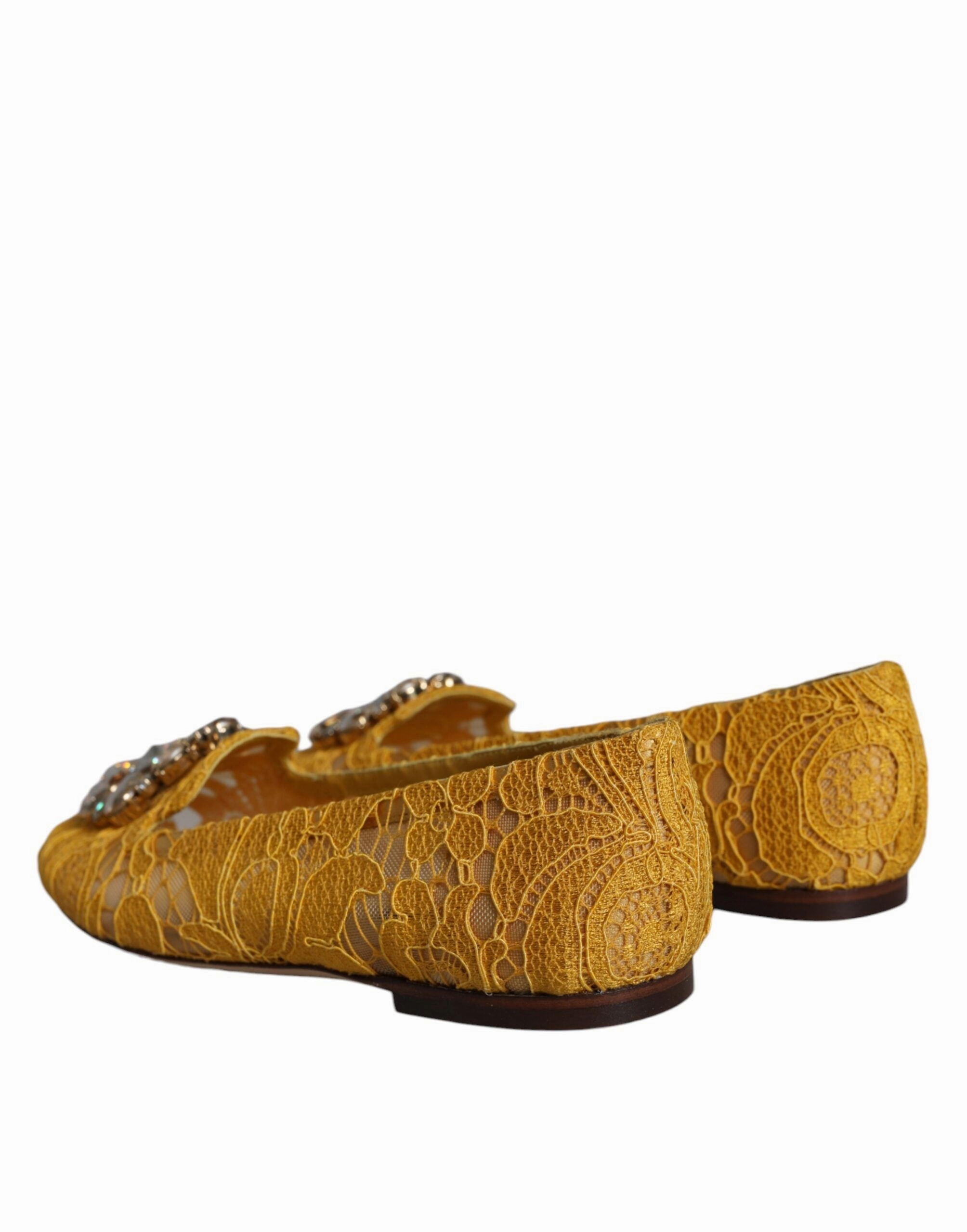 Mustard Lace Crystal Ballet Flats Loafer Shoes Moreschi Loafers