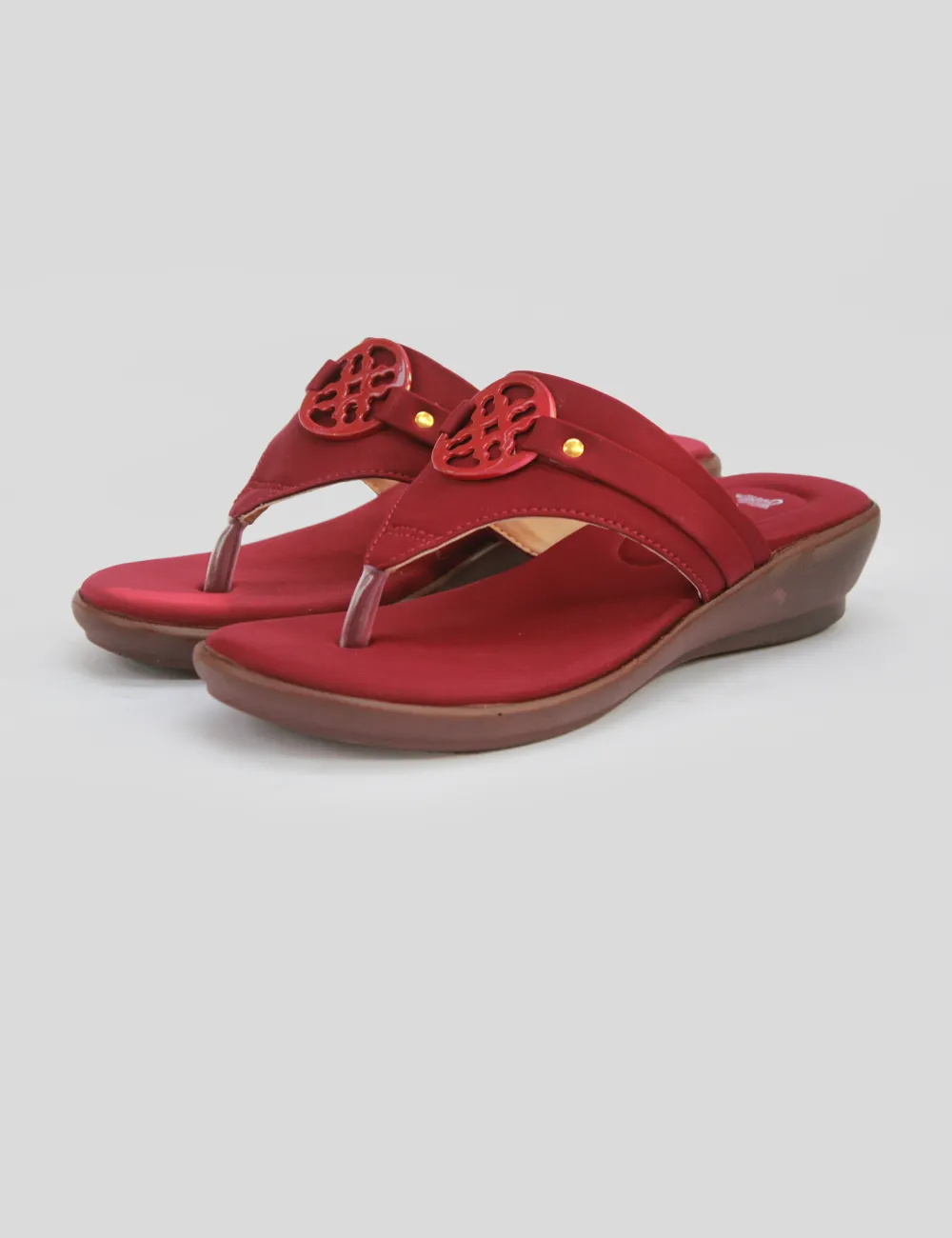 Fluffy Heeled Slippers Maroon Wedges Collection Slippers