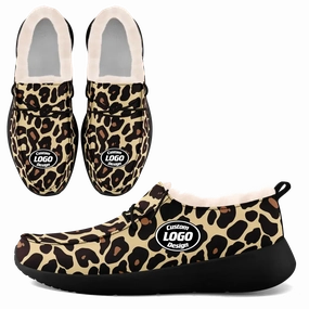 Fashionable Loafers Unique Gift,Personalized Leopard Loafer Shoes, Custom Warm Fur Driving Shoes, Comfortable Unisex Loafer Shoes