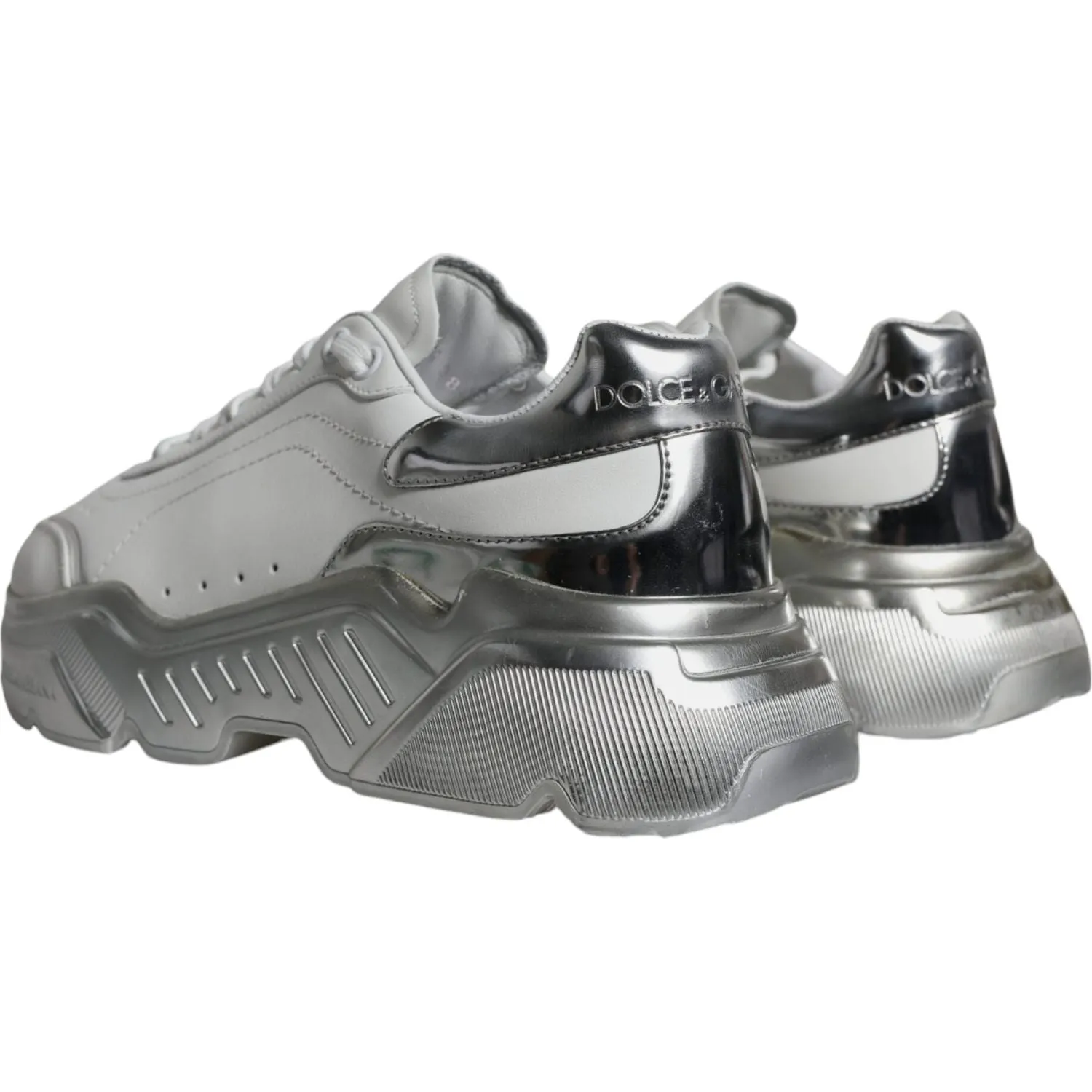 Dolce & Gabbana Silver White Daymaster Low Top Sneakers Shoes Sneakers In
