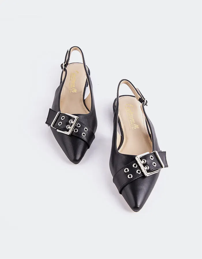 Marken Black Leather Best Flat Shoes For Travel