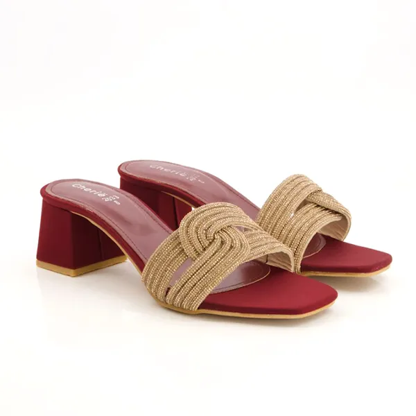 Spotty Daily Slides Maroon Fancy Heel Slippers for women