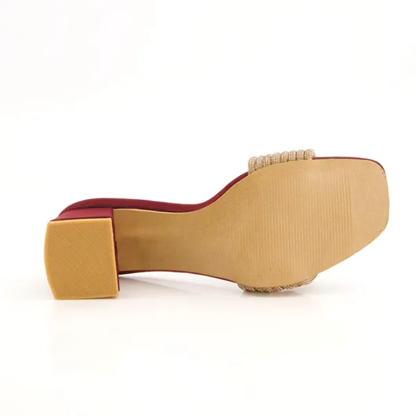 Cozette Slide Maroon Fancy Heel Slippers for women