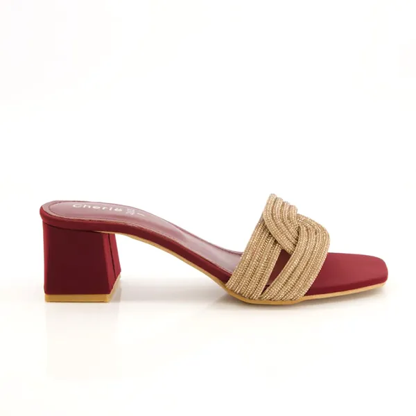 Maroon Fancy Heel Slippers for women Boss Slippers