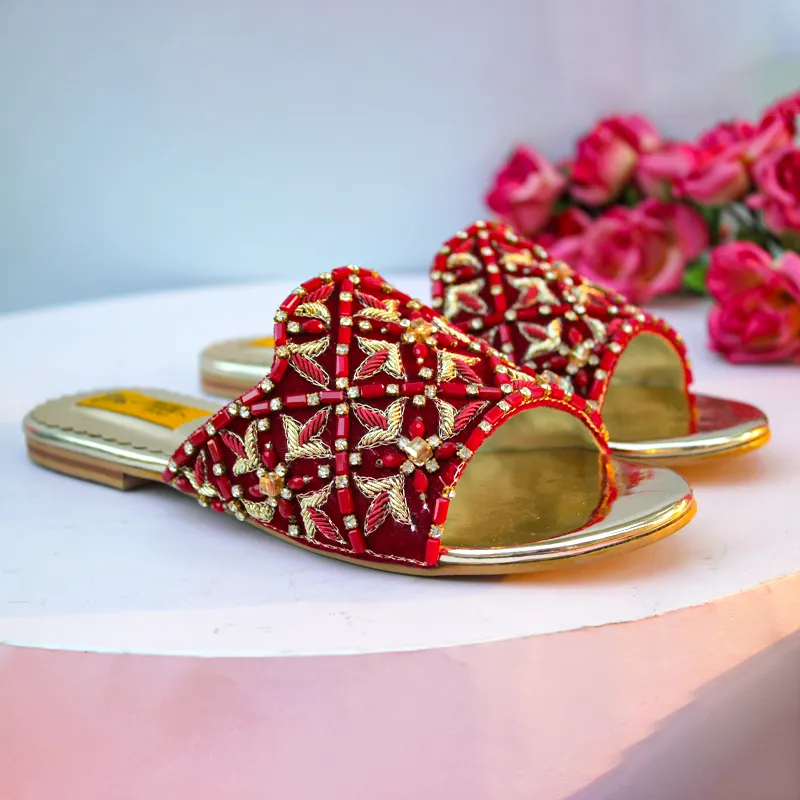 Armani Jeans Casual Shoes Maroon Fancy Slipper For Women