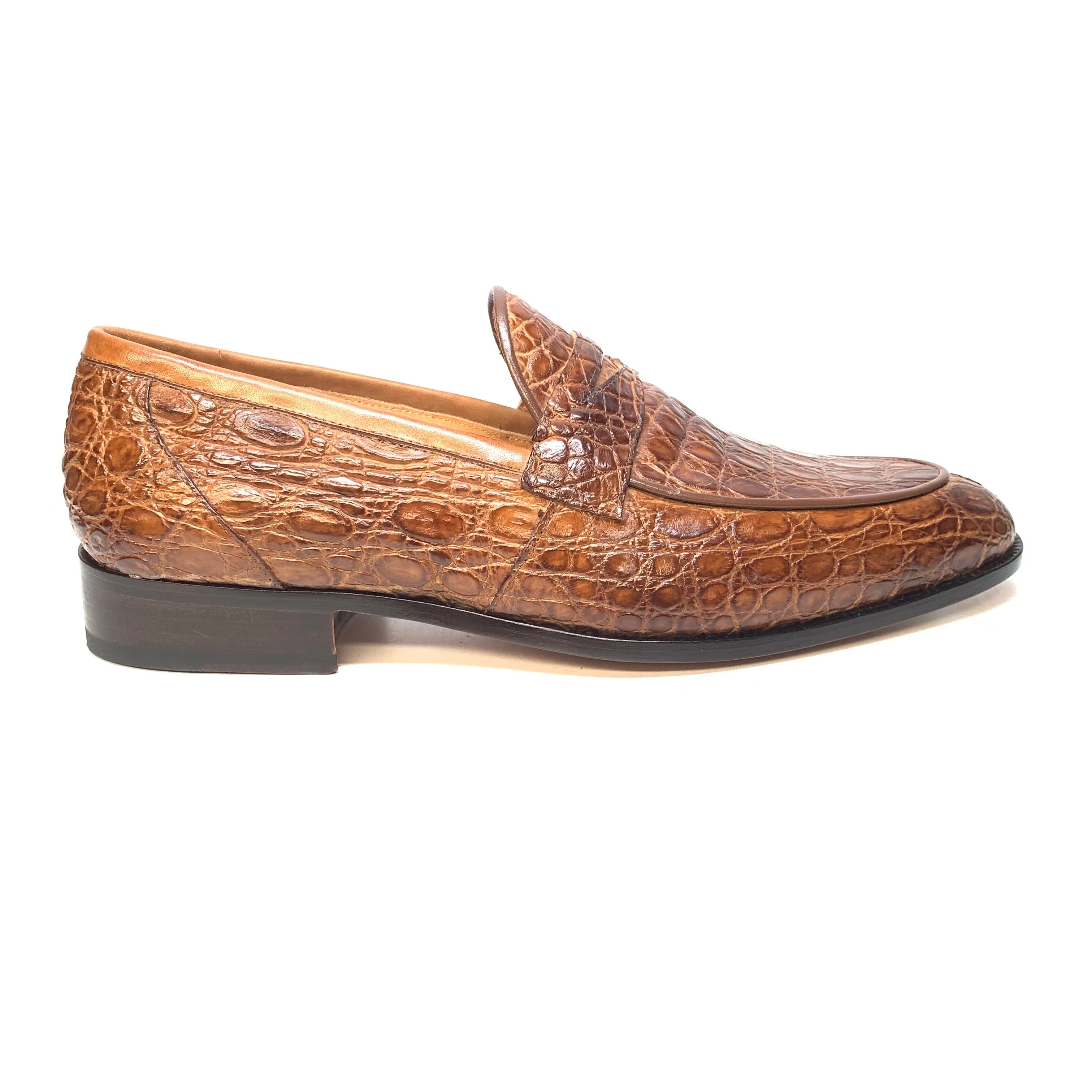 Taverna Loafers Mauri 4862 Brown Alligator Belly Penny Loafers