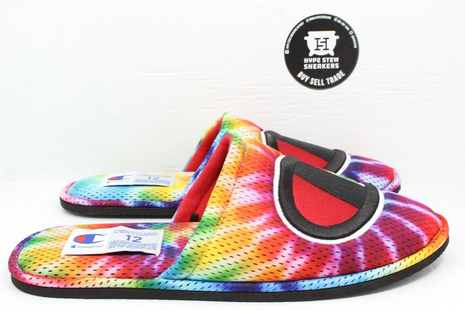 Flowers Men Champion Tie-Dye Sleepover Slippers Slides CPS10351M Size 12