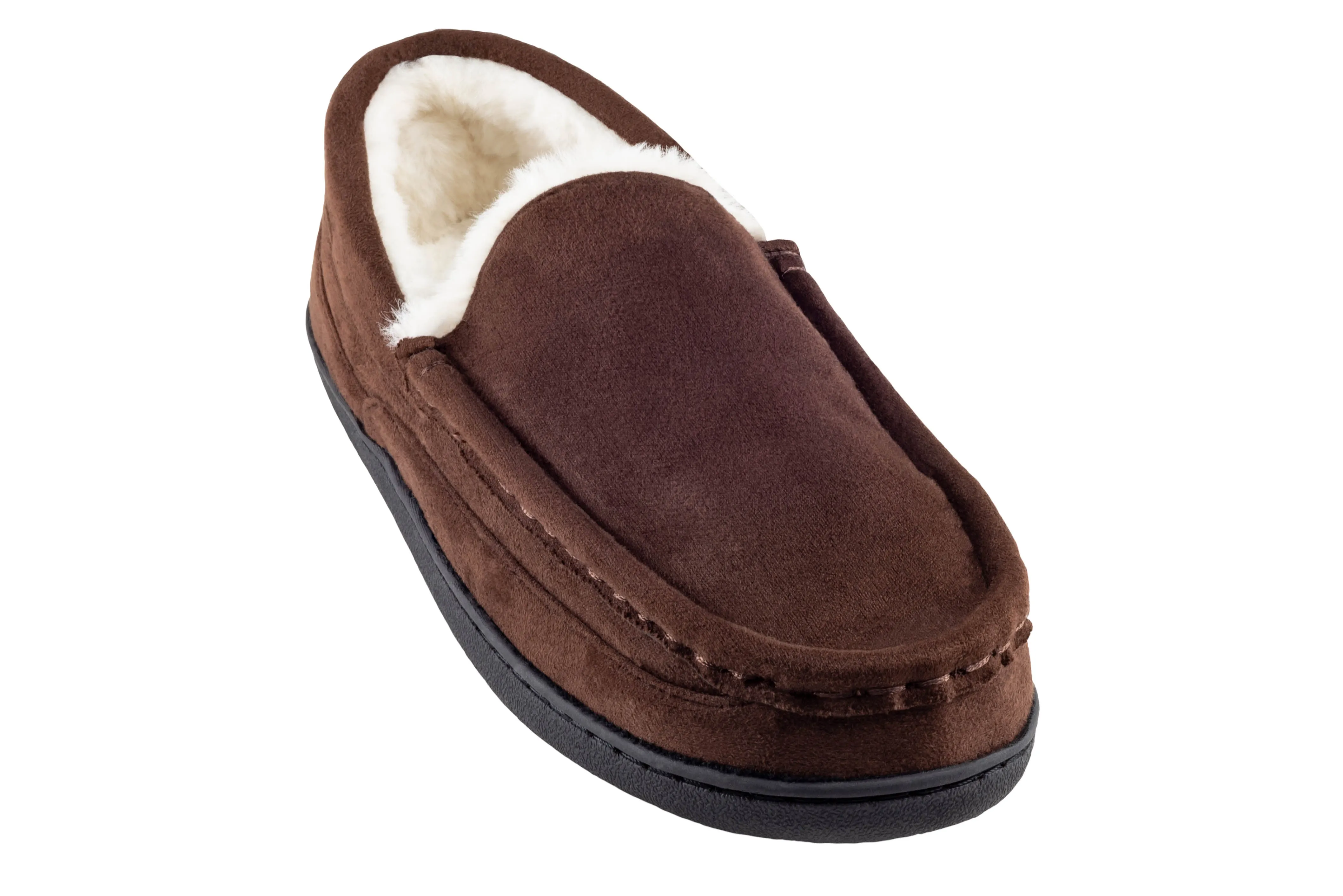 Men's Faux Suede Moccasin with Faux Fur Sock and Lining Ralph Lauren Slides