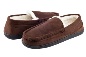 Men's Faux Suede Moccasin with Faux Fur Sock and Lining Unisex Adult Mellow Recovery Slides