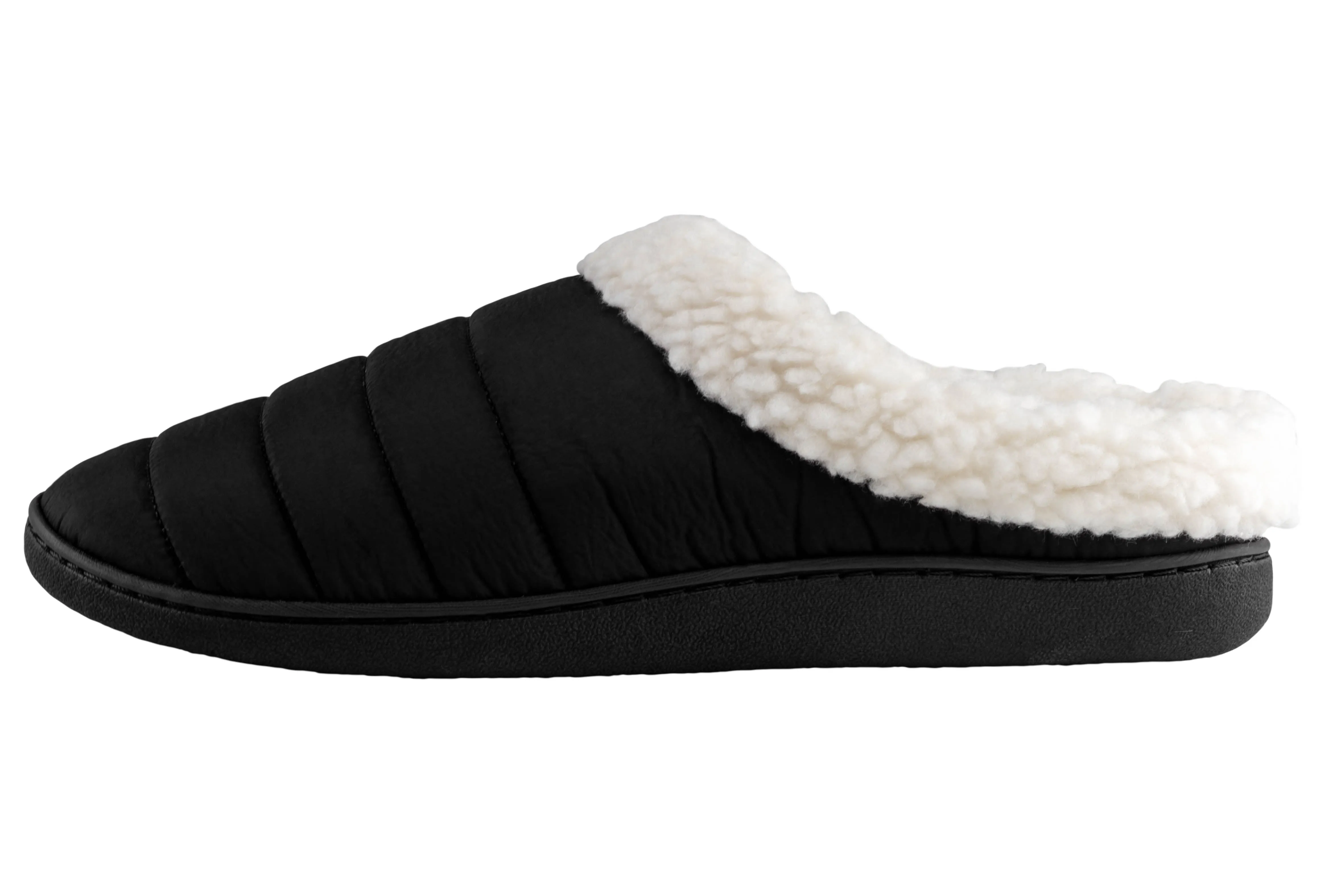 Woven Slippers Men's Nylon Scuff with Faux Berber Lining, Sock and Trim