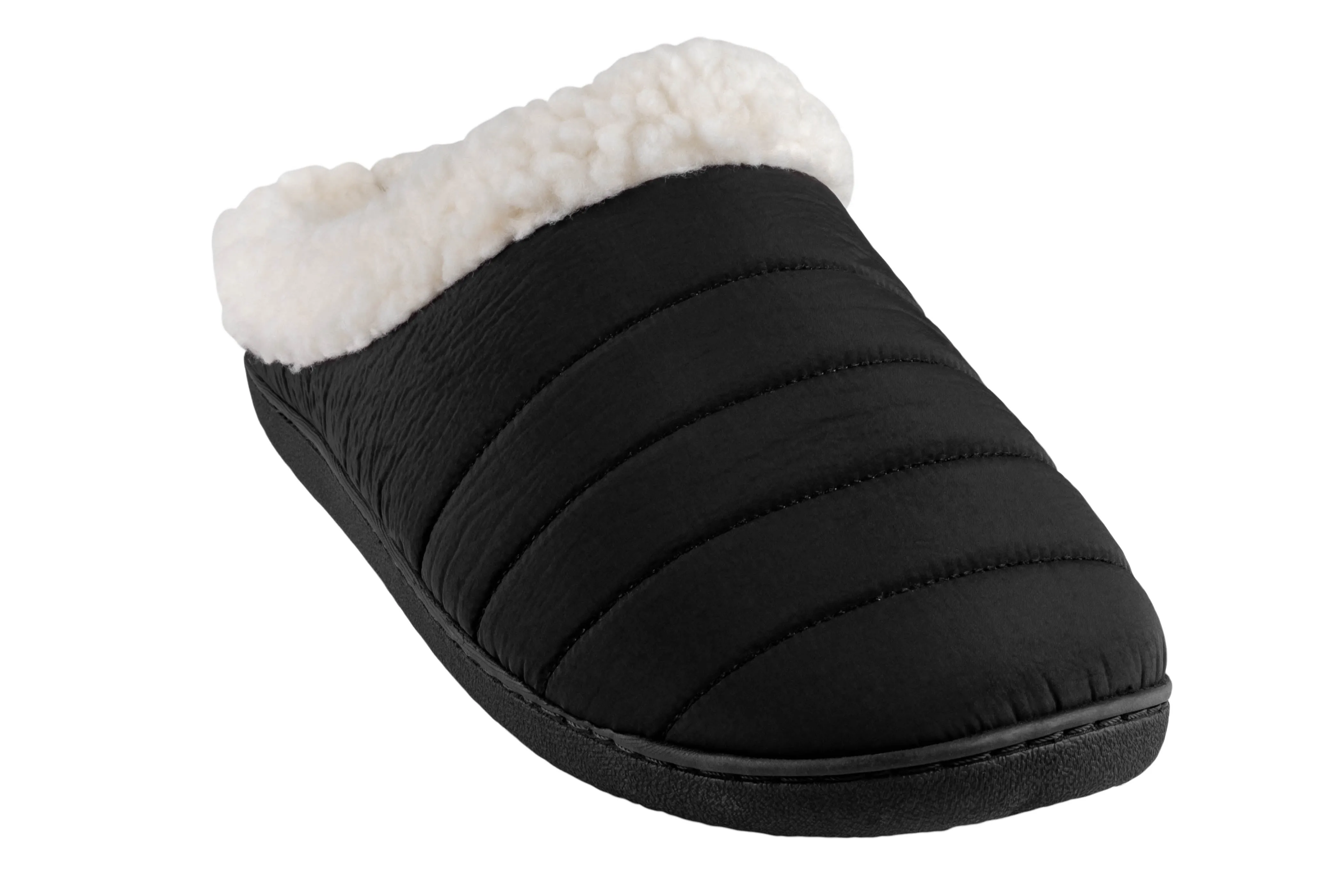 Childrens Slippers Men's Nylon Scuff with Faux Berber Lining, Sock and Trim