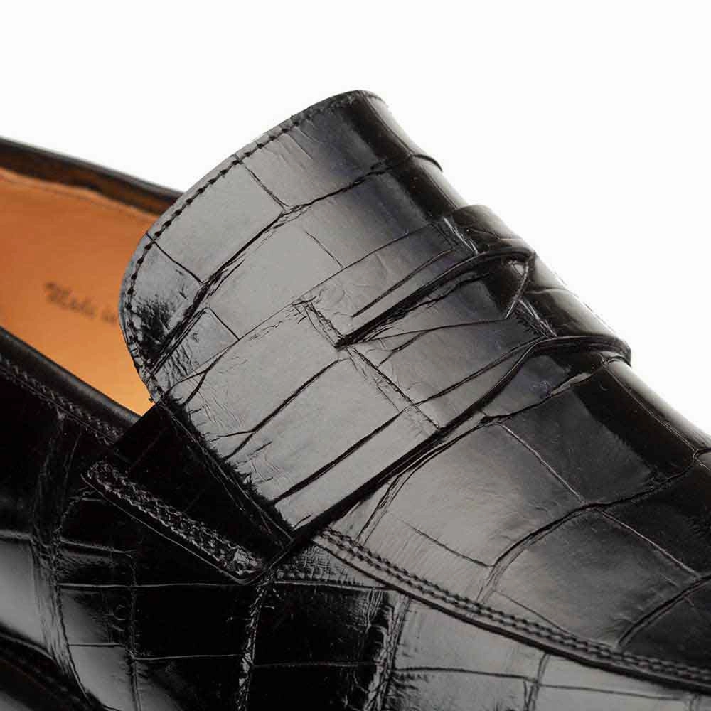 Best Tassel Loafers Mezlan Men's Black Piccolo Genuine American Alligator Penny Loafer