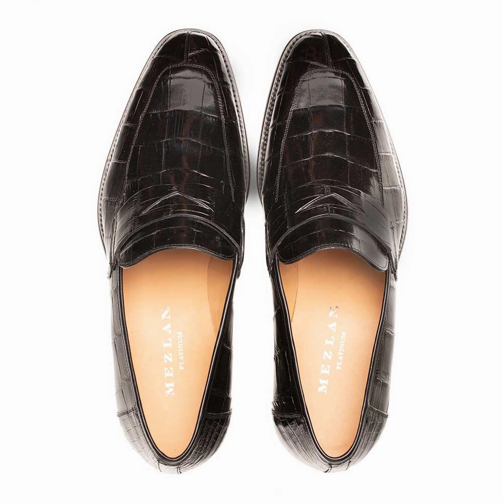 Loafers To Wear With Jeans Mezlan Men's Black Piccolo Genuine American Alligator Penny Loafer