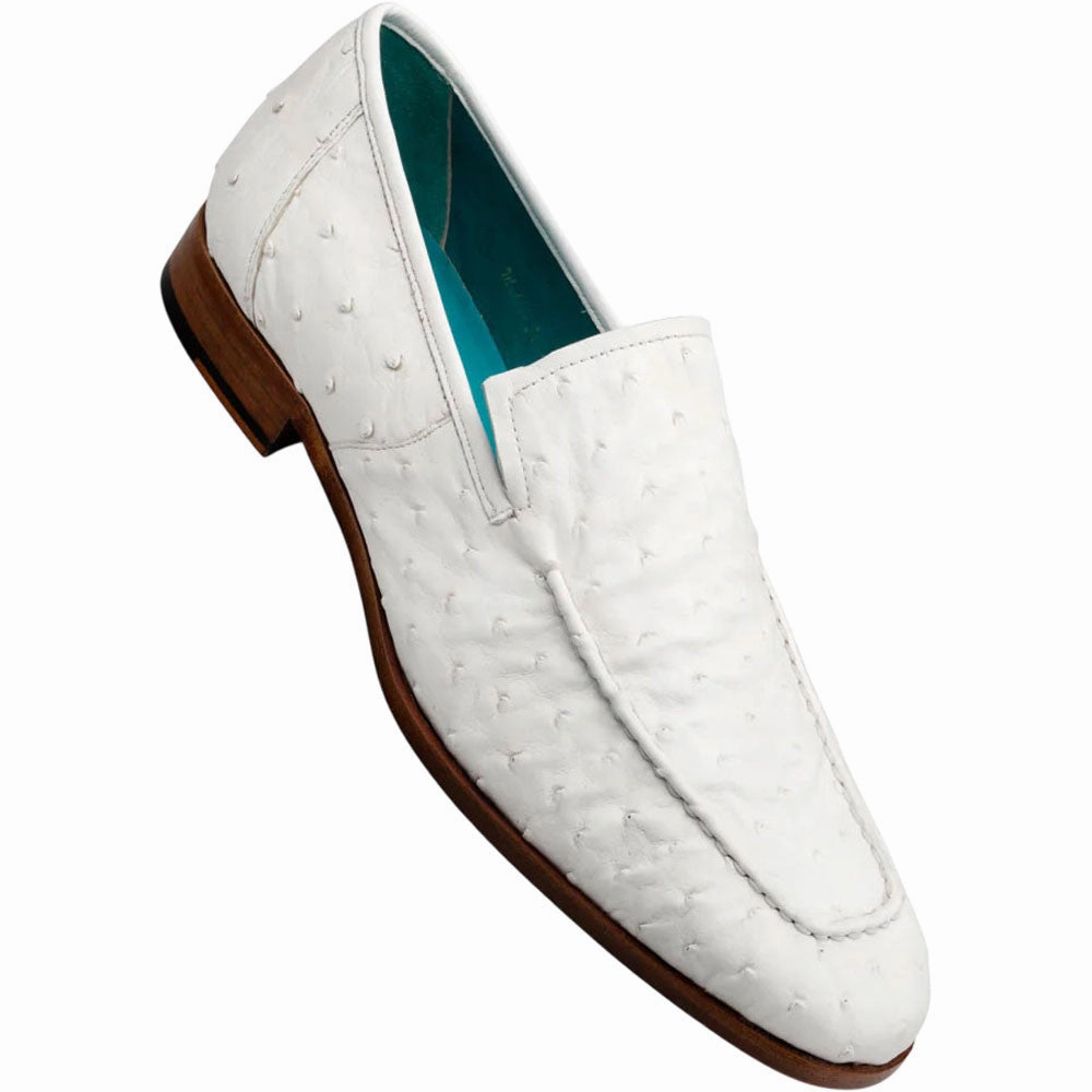 Mezlan Mens Menor White Genuine Ostrich Slip-On Plume Loafers